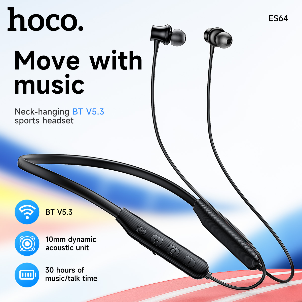 Magnetic Neckband Sports Earphones - HOCO Nackenbügel, kabellose Bluetooth 5.3-Kopfhörer, 10-mm-Lautsprecher,