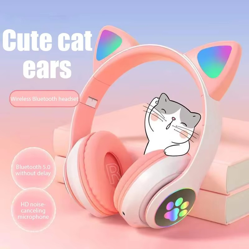 Anc Wireless Over Ear Headphones - JST-28 Drahtlose Kopfhörer, Katzenohren, Bluetooth-Kopfhörer, Stereo-Musik-Ohrhörer,