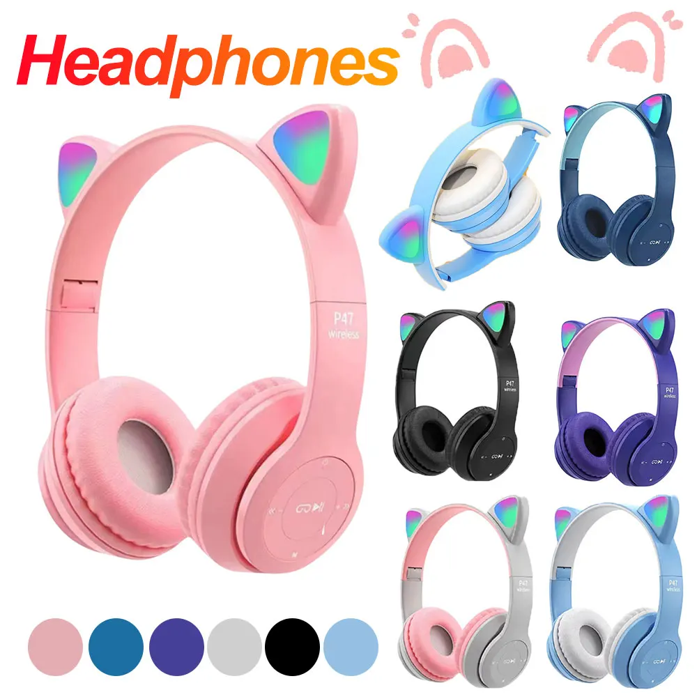 Cat Ear Bluetooth Headset Led - Blinkende LED-Kopfhörer mit niedlichen Katzenohren, kabelloses
