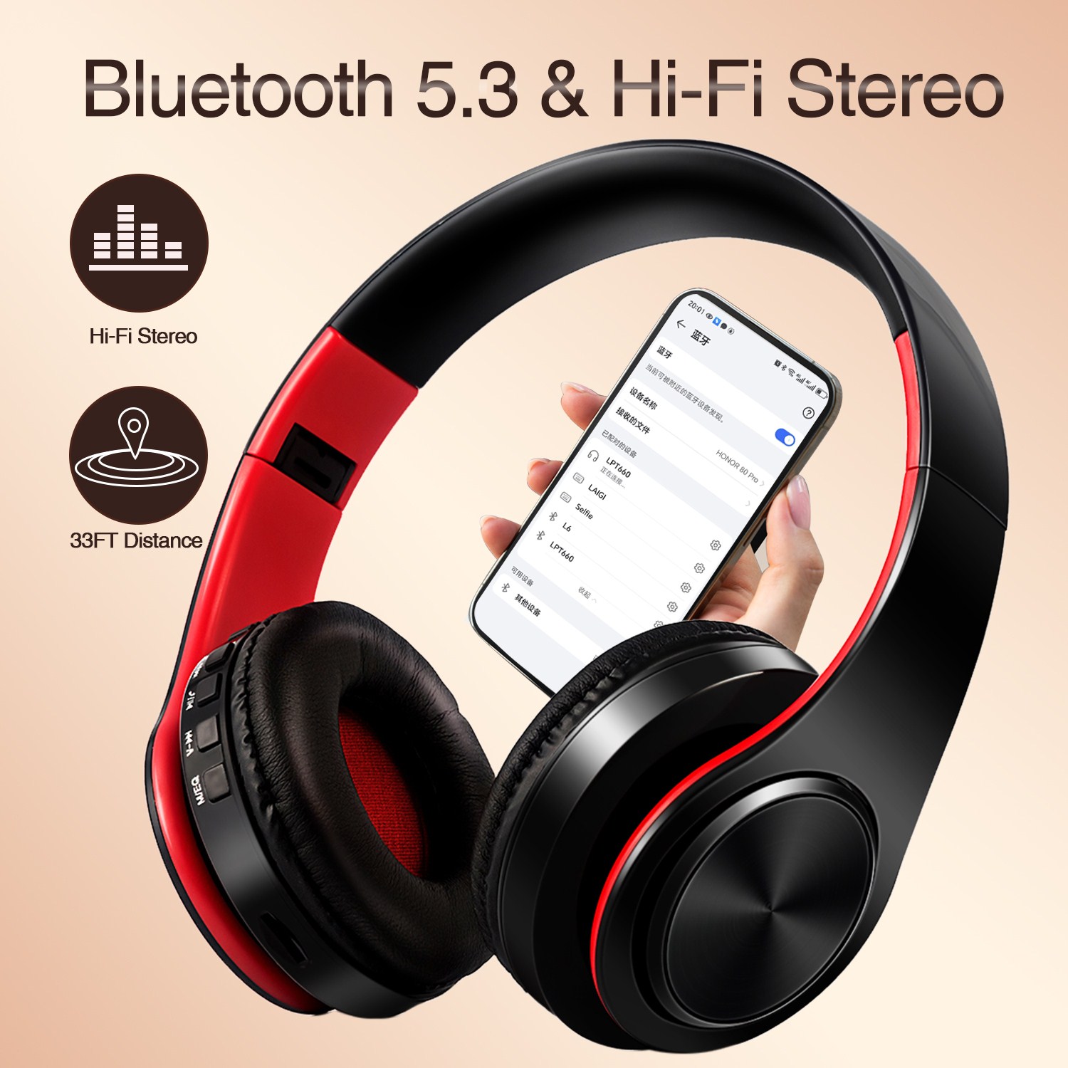 Anc Wireless Over Ear Headphones - CATASSU Kopfhörer, Bluetooth-Kopfhörer, Over-Ear-Stereo, kabelloses Headset,