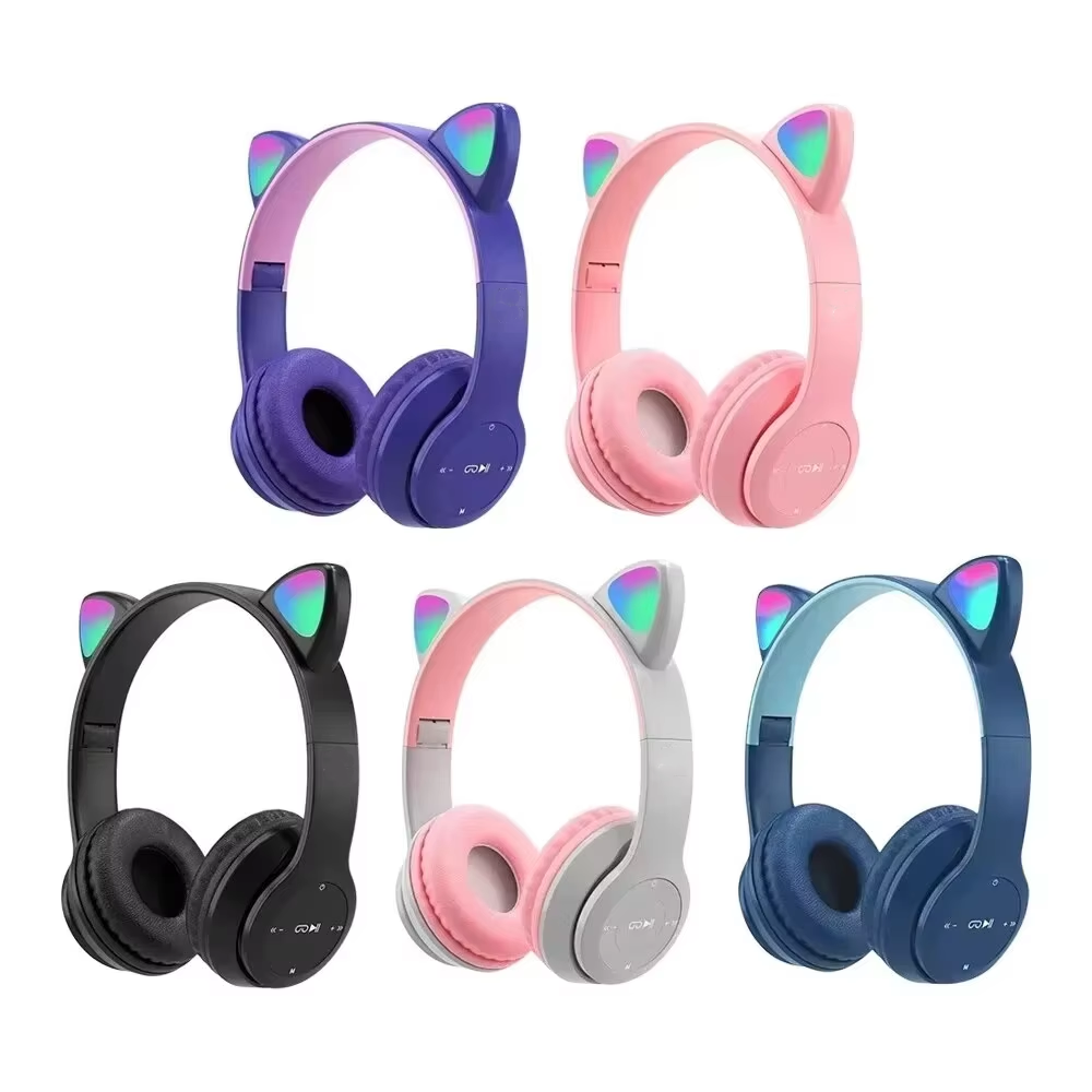 Cat Ear Bluetooth Headset Led - Kinder P47M Kabelloser Gaming-Kopfhörer mit Blitzlicht,