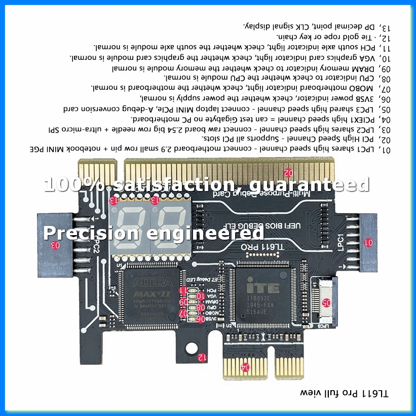 Laptops - TL611 PRO Diagnosekarte PCIe-Diagnosekarte für Desktop-PCI-Motherboards
