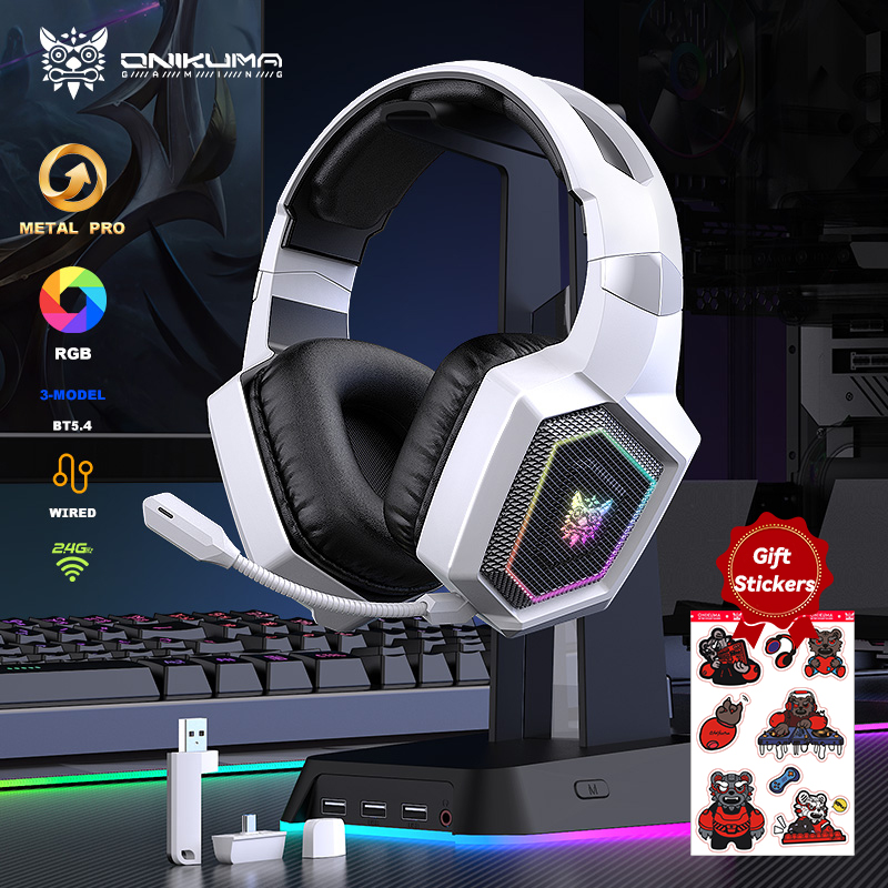 Gaming Headset With Mic Rgb - ONIKUMA 2,4 GHz Wireless Gaming Headset