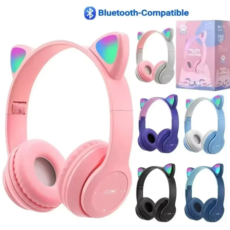Cat Ear Bluetooth Headset Led - Kabellose Bluetooth-Kopfhörer im Niedlichen Katzenohr-Design mit