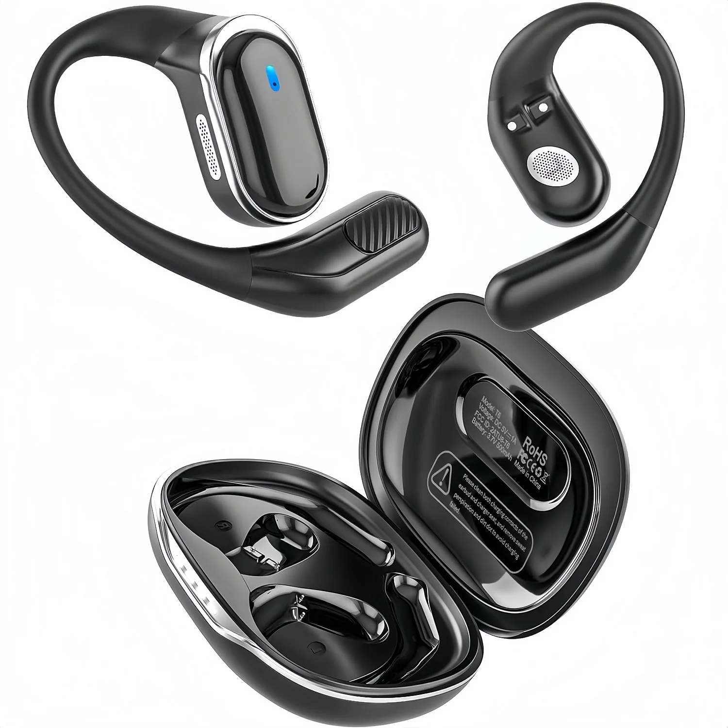 Open Ear Air Conduction Headphones - Bluetooth-Ohrhörer, kabellose Kopfhörer mit Mikrofon, Air-Conduction-Ohrbügel-Headset,