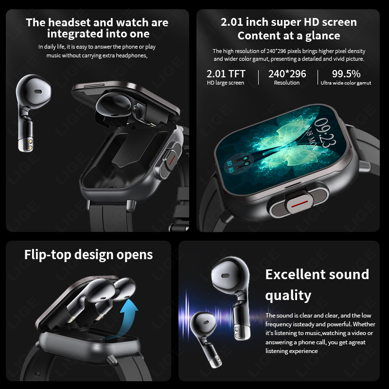 LIGE Neue 2-in-1 TWS Smartwatc – Tws Earbuds Bluetooth 5.3 Bewertung und Preis