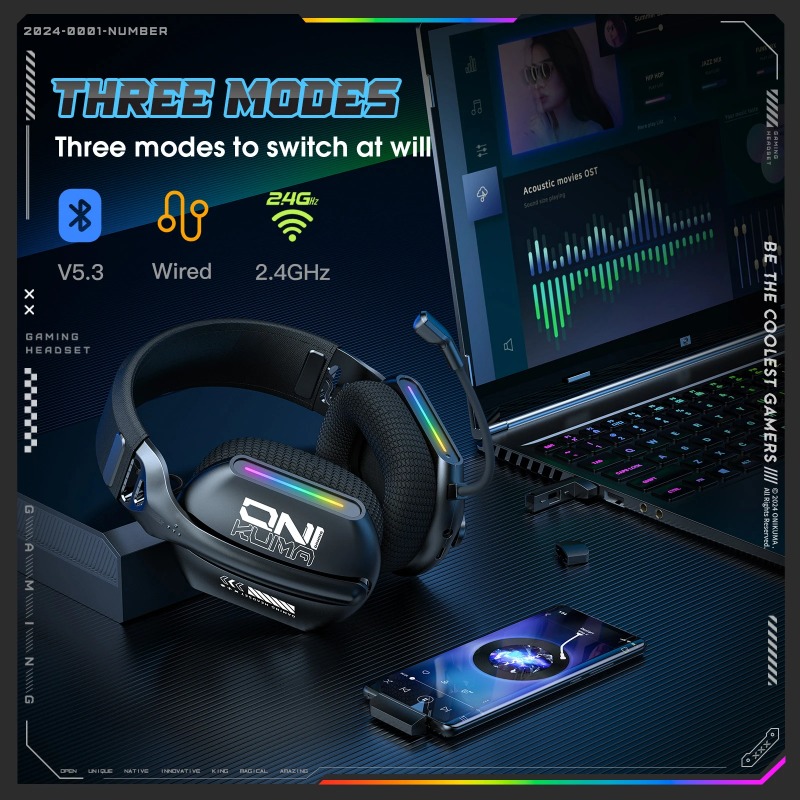 ONIKUMA GT808 Kabelloses Gamin – Gaming Headset With Mic Rgb Bewertung und Preis