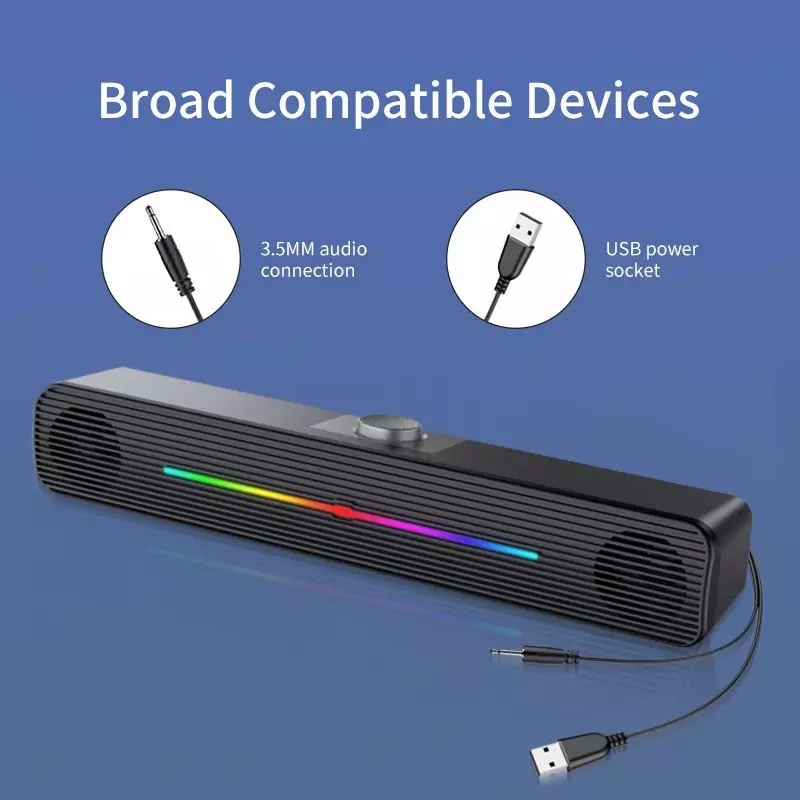 E-1407 Großhandel RGB-Lichter  – Rgb Computer Soundbar For Pc Bewertung und Preis