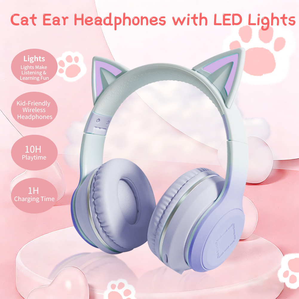 Schöne Kawaii-Katzenohr-Kopfhö – Cat Ear Bluetooth Headset Led Bewertung und Preis