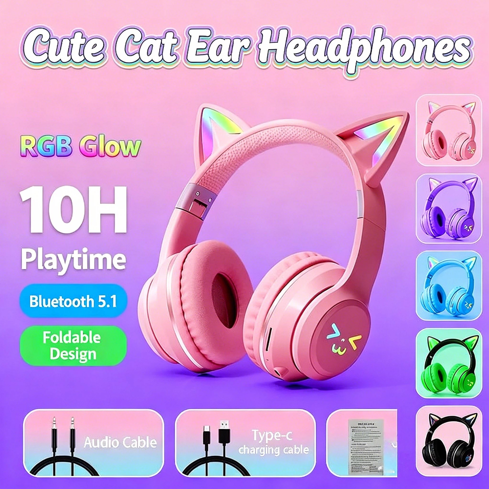 2026 Neue RGB Katzenohren Blue – Gaming Headset With Mic Rgb Bewertung und Preis