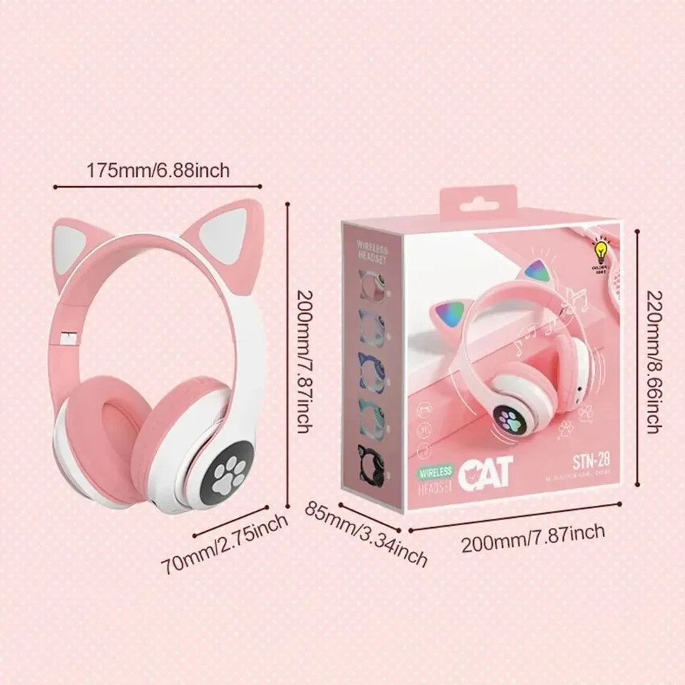 2 Stück kabelloses Headset, Bl – Cat Ear Bluetooth Headset Led Bewertung und Preis